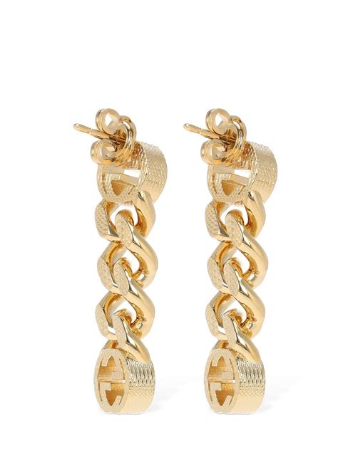 black and gold gucci earrings|gucci interlocking earrings gold.